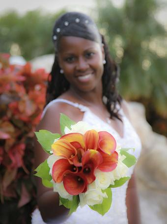 African American bride fall